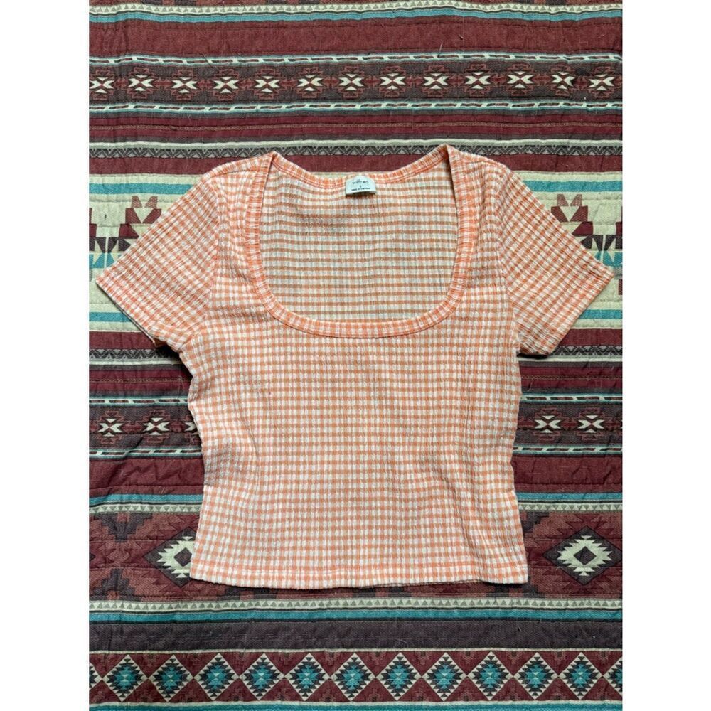 Wilfred Orange Gingham Scoop Neck Crop Top size small